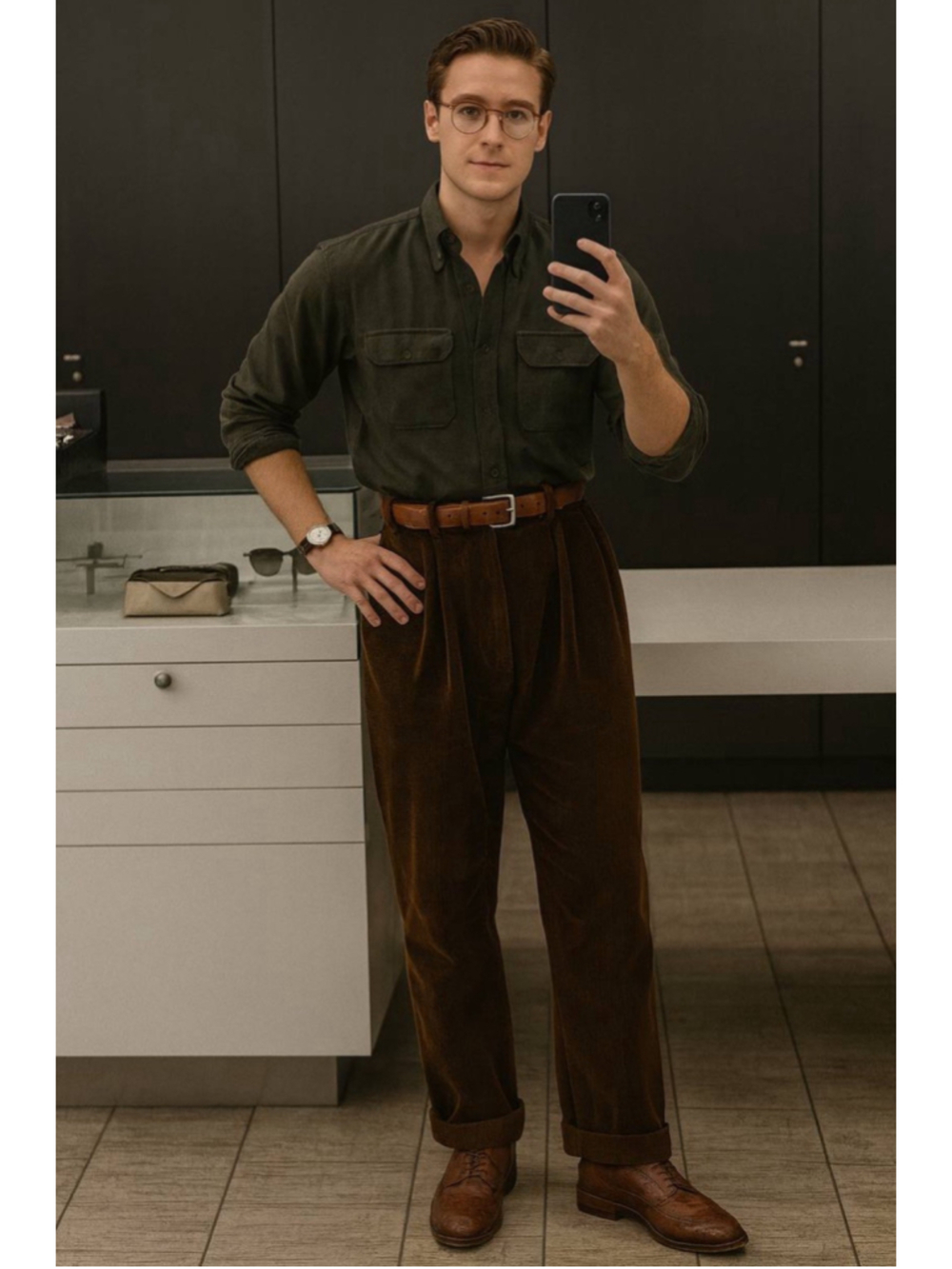 Bronson XL Corduroy Pants Men Pleated Casual Trousers Slacks Workwear Pant